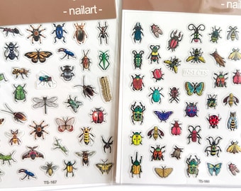 5D nail stickers, embossed, butterfly nail stickers, insect nail stickers, insect nails