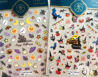 Stickers ongles 5D, en relief, stickers Halloween