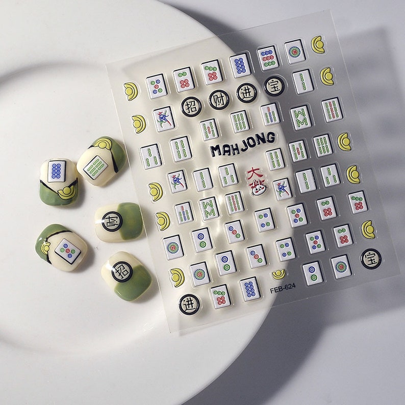 Nail stickers, cute stickers, mahjong stickers, mahjong nails FEB-624