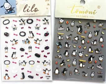 5D nail stickers, penguin stickers, penguin nail stickers, cute nails, diy nails