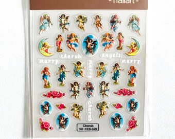 5D cherub stickers, cute stickers, angel stickers, cherub nail decals