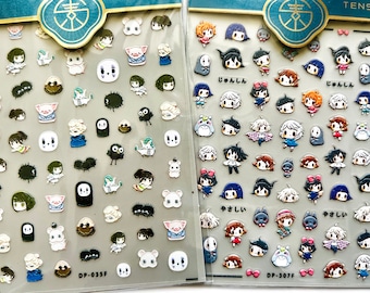 Nail stickers, cute stickers, anime stickers, diy nails, nail art, nail design
