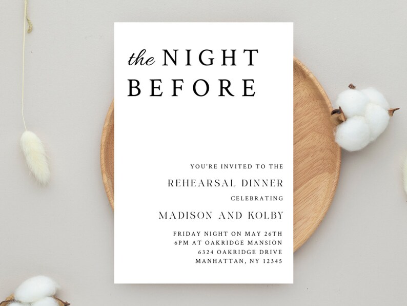 Rehearsal Dinner Invitation Template the Night Before Etsy