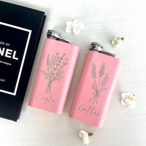 Custom Engraved Hip Flask with Name Personalized Flask Bridesmaid Keepsake Gift Bachelorette Party Favor Stainless Steel Whiskey Flask