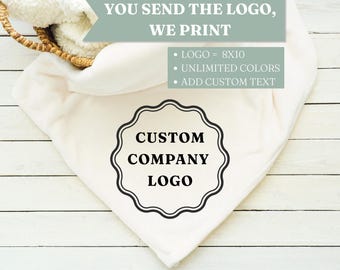 Custom Company Logo Blanket Personalized White Polyester Throw Unique Corporate Gift for Clients Employee Appreciation Gift Branding Swag