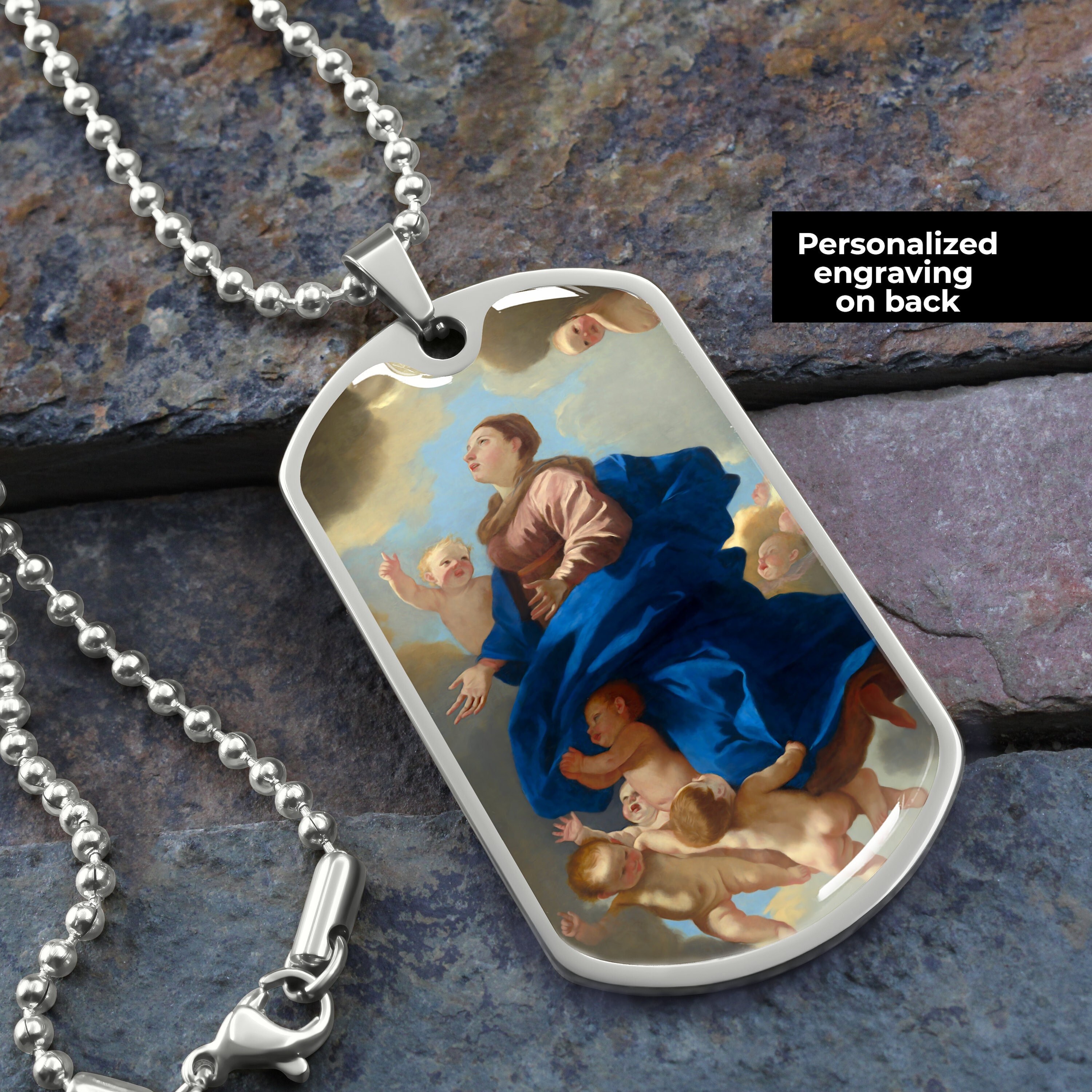 Cadeaux Personnalisés Vierge Marie Personnalisé Dog Tag Pendentif Collier | Médaille de L'assomption