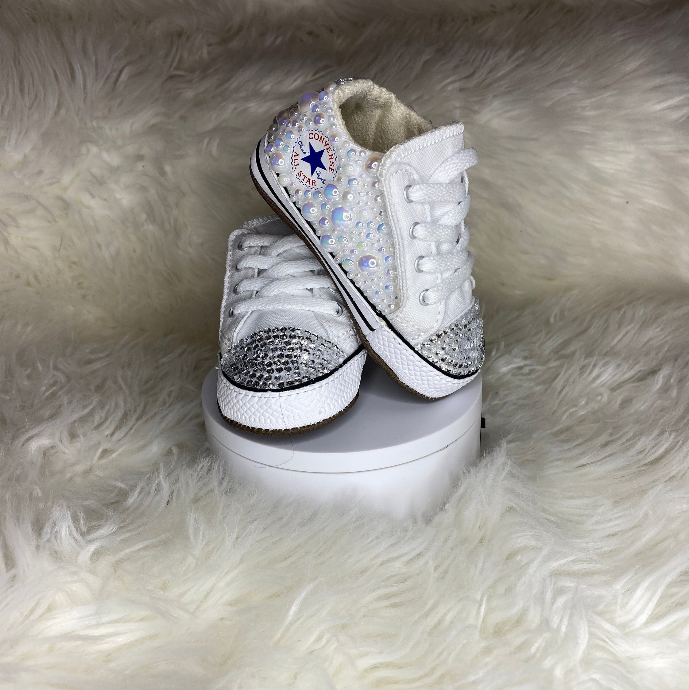 Baby girl shower gift sneakers Flower Girl shoes Rhinestone High Top Converse Chucks Schoenen Meisjesschoenen Sneakers & Sportschoenen 1st Birthday shoes Infant Toddler Pearl Converse 