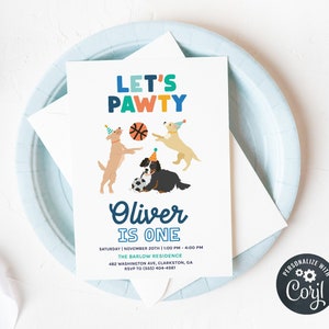 Puppy Party Invitation, Let's Pawty Birthday Invitation, Dog Birthday Invitation, Basketball Invite, Dog Birthday Party, Sports Birthday