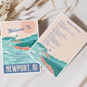 Editable Coastal Bachelorette Invitation and Itinerary, Newport Rhode Island Wedding, Rhode Island Invite, Bachelorette Itinerary