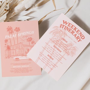 Palm Springs Invitation, Palm Springs Itinerary, Palm Springs Birthday, Desert Bachelorette, Palms Springs, Retro Bach Invitation