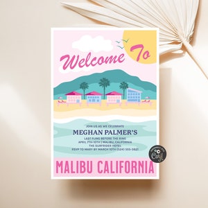 Malibu Invitation, Malibu Bachelorette Invitation, Beach Bachelorette Invitation, Beach House Invite, Beach Birthday Invite, Beach Invite