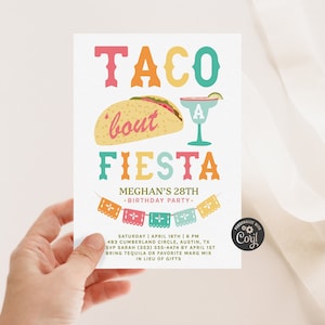 Editable Fiesta Birthday Invitation, Taco Birthday Invitation, Taco Bout a Fiesta, Fiesta Birthday Party Invitation, Taco Party, Taco Bday