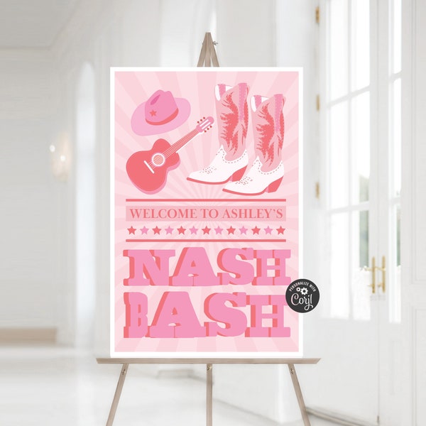 Editable Nashville Bachelorette Welcome Poster, Nashville Bachelorette, Rodeo Welcome Poster, Nash Bash Bachelorette, Welcome Poster