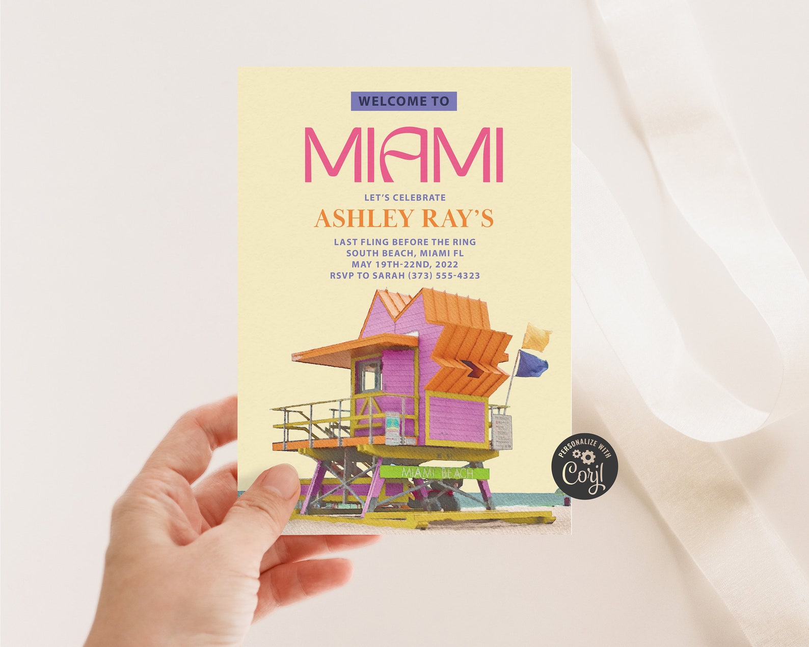 Editable Miami Invitation Miami Bachelorette Invitation Etsy