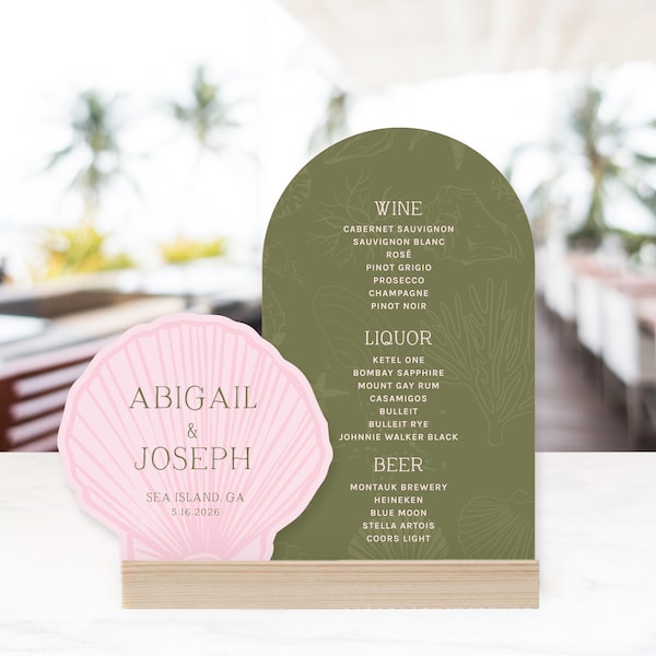 Custom Bar Sign, Seasshell Bar Sign, Wedding Bar Sign, Coastal Bar Sign, Beach Sign, Bridal Shower Sign, Baby Shower Sign, Wedding Sign