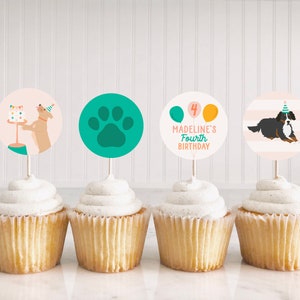 Party Animal Cupcake Toppers, Digital Puppy Party Cupcake Toppers, Puppy Party Decor, Dog Birthday Cupcake Toppers, Dog Cupcake Toppers