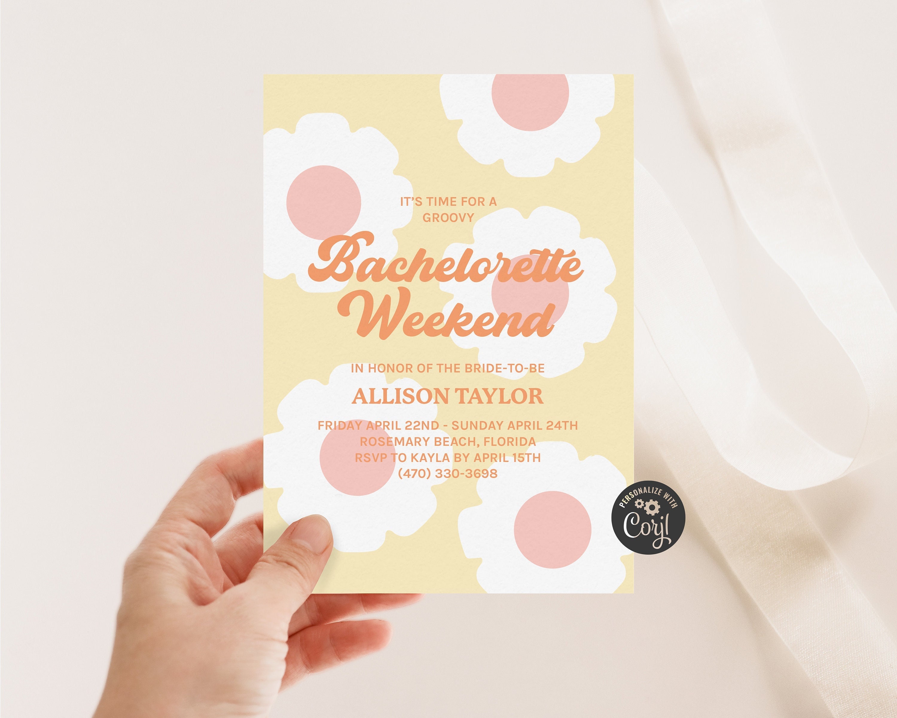Editable Groovy Birthday Invitation Groovy Bachelorette Invitation Groovy Bachelorette Party Groovy Themed Invitation Retro