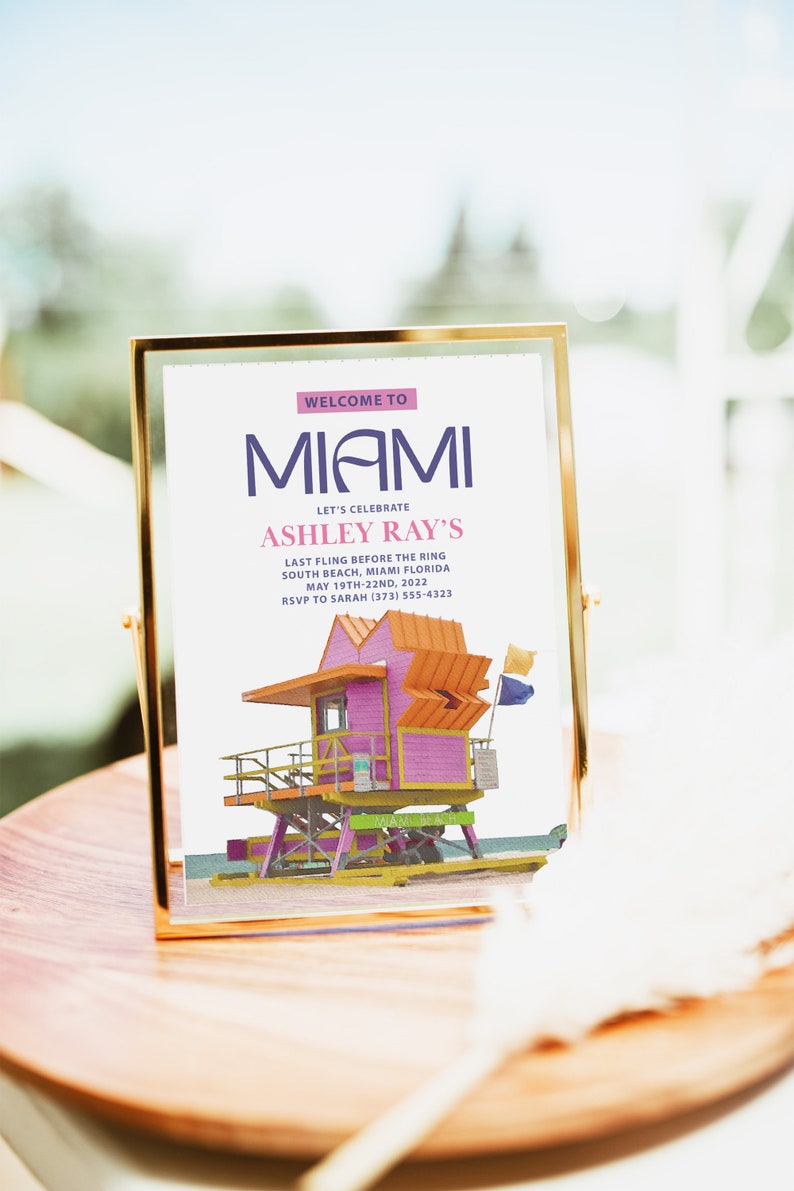Editable Miami Invitation Miami Bachelorette Invitation Etsy