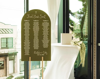 Custom Arched Seating Chart, Wedding Seating Chart, Seating Chart Welcome Sign, Wedding Signage, Custom Shaped Sign, Day-Of Sign