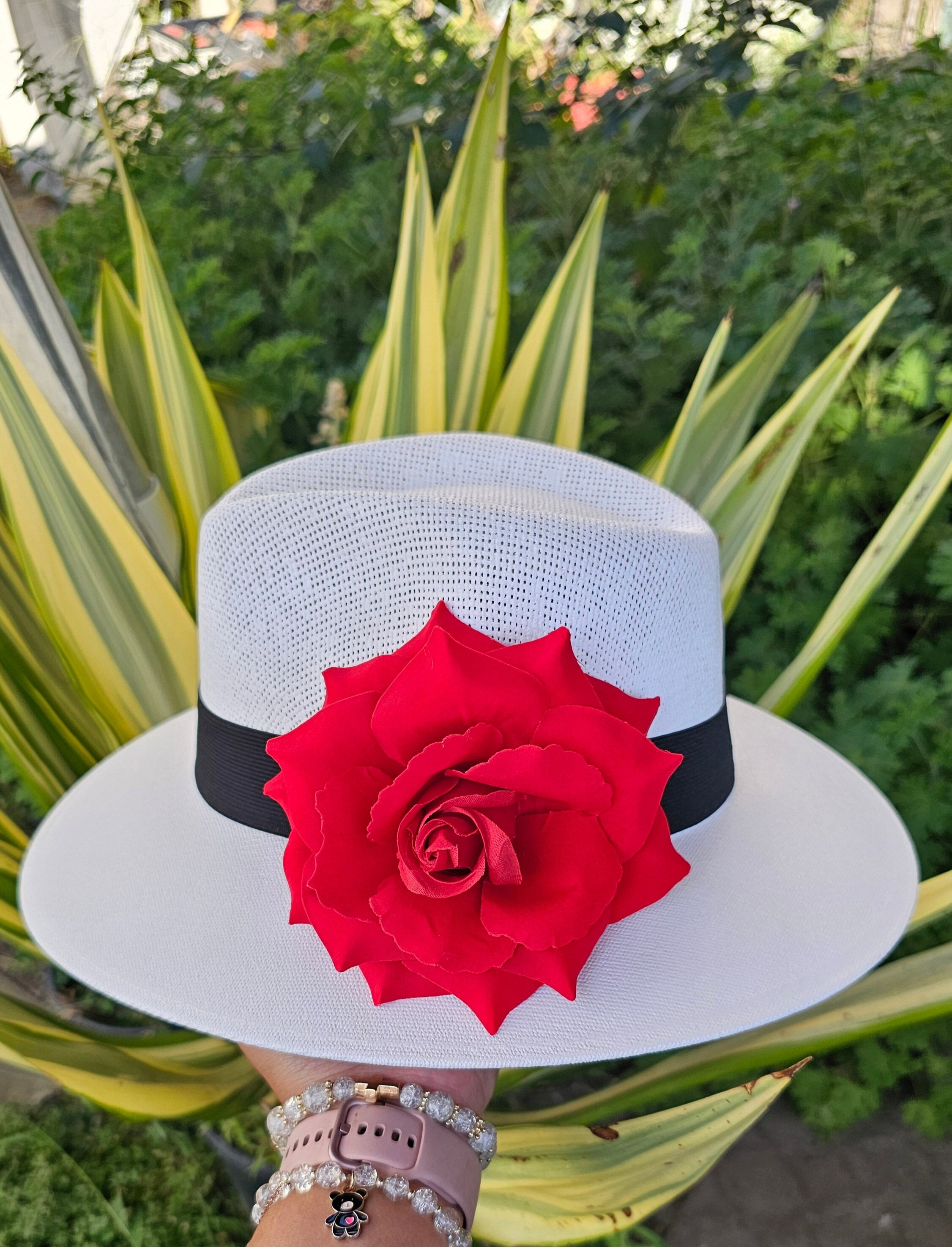 Hat Fedora/Explorer in pink with Red and white headband NWOT Hot Pink Fedora Hat for Women, Cool Cotton Polyester Suse  main image 3