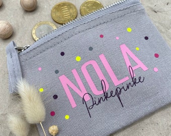 Personalized purse/purse for children "Pinkepinke" made of canvas fabric in colorful confetti design | Children's purse with name