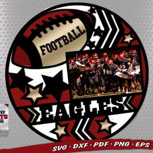 Football SVG Files - Football Glowforge Files - Custom Sports Sign - Laser Cut Files - Monogram Svg - Picture Frame - Football Team Svg