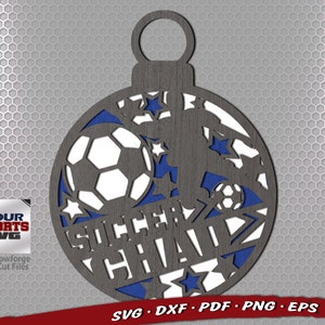 Monogram Soccer Ornament SVG - Christmas Glowforge Files - Laser Cut Files - Sports Monogram SVG - Soccer SVG - Silhouette - Soccer Ball