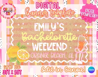 Main Squeeze Bachelorette Banner | Editable Canva Banner | Instant Download | Lemon | Orange | Bridal Engagement | Our Main Squeeze | Mockup