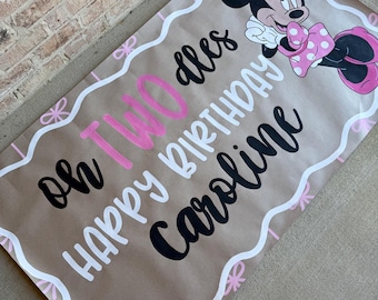 Custom Hand Painted Birthday Banner - Bows | 2nd Birthday | Girly | Coquette