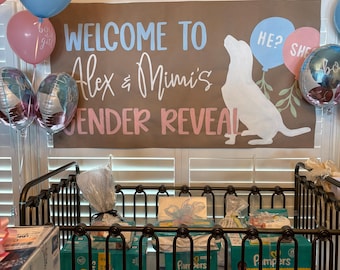 Custom Hand Painted Gender Reveal Banner - Welcome to *insert name* gender reveal!