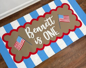 Custom Hand Painted Birthday Banner - American Flag Theme