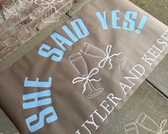 Custom Hand Painted Engagement Banner - She Said Yes! | Simple | Champagne | Bridal | Engaged
