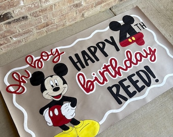 Custom Hand Painted Birthday Banner - Oh Boy! | Boy Birthday | Red Black White