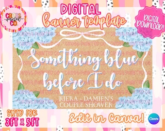 Szablon baneru „Something Blue Before I Do” | Edytowalny baner Canva | Natychmiastowe pobranie | Wieczór panieński | Ślub | Przyjęcie zaręczynowe | Makieta