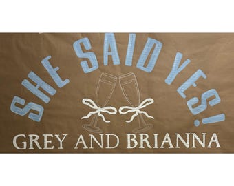 Custom Hand Painted Engagement Banner - She Said Yes!