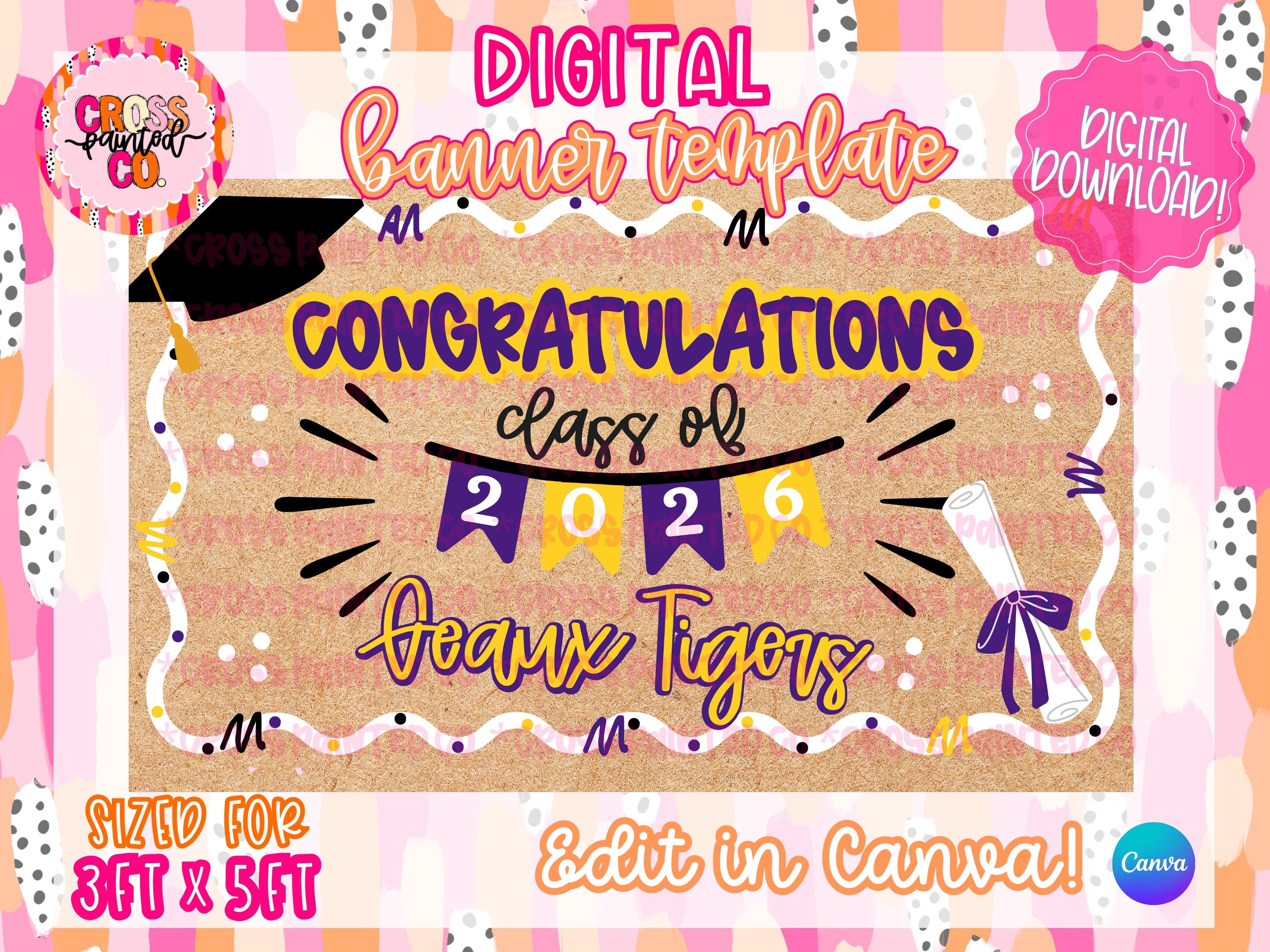 Graduation Banner Template | Editable Canva Banner | Instant Download ...