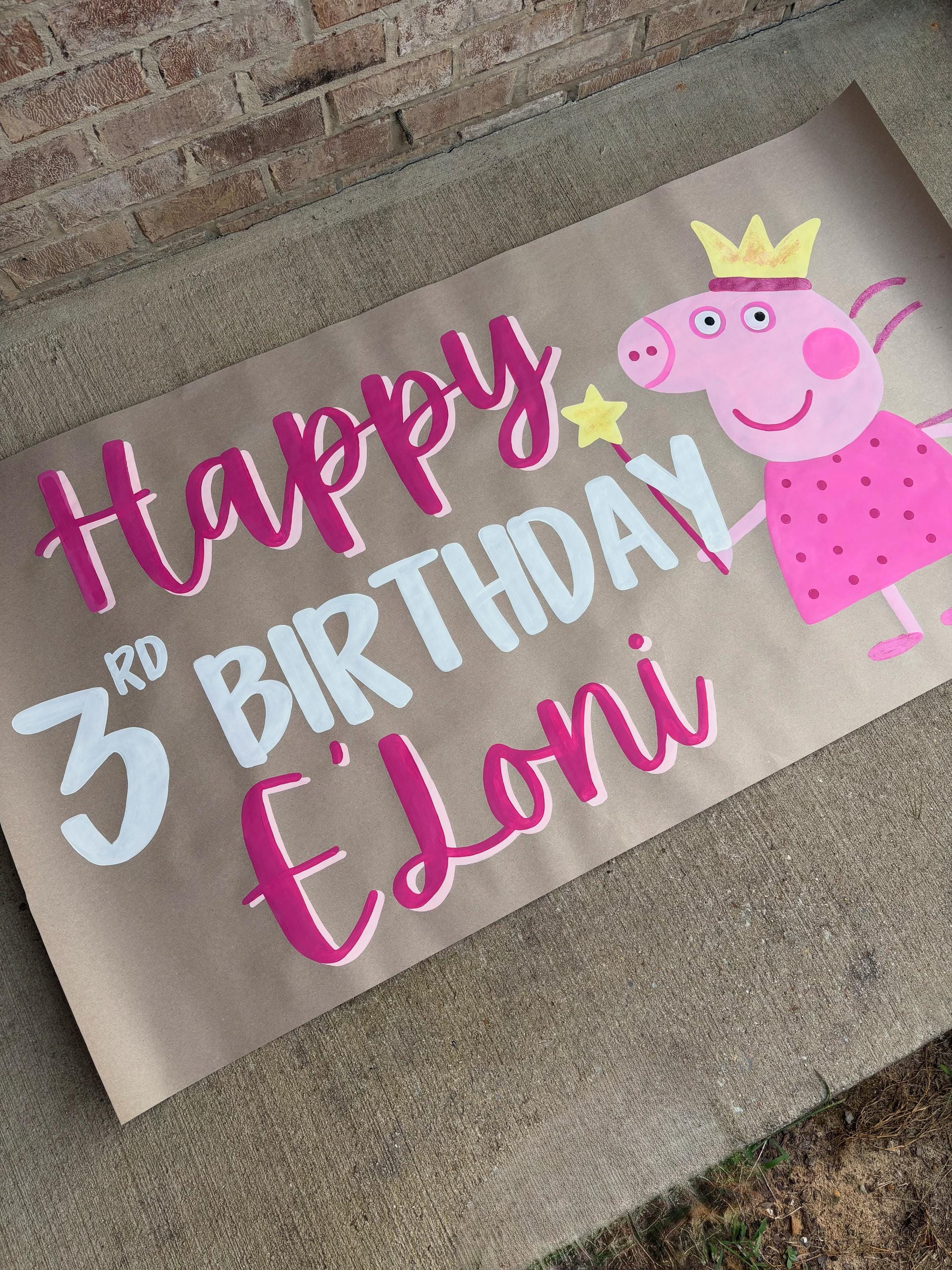 Custom Hand Painted Peppa Pig Birthday Banner - Peppa Pig Fairy