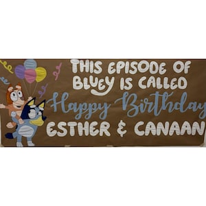 Custom Hand Painted Birthday Banner - Bluey Birthday Party