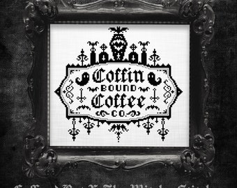 Coffin Bound Coffee Co - Cross Stitch Pattern - Gothic - Halloween ...