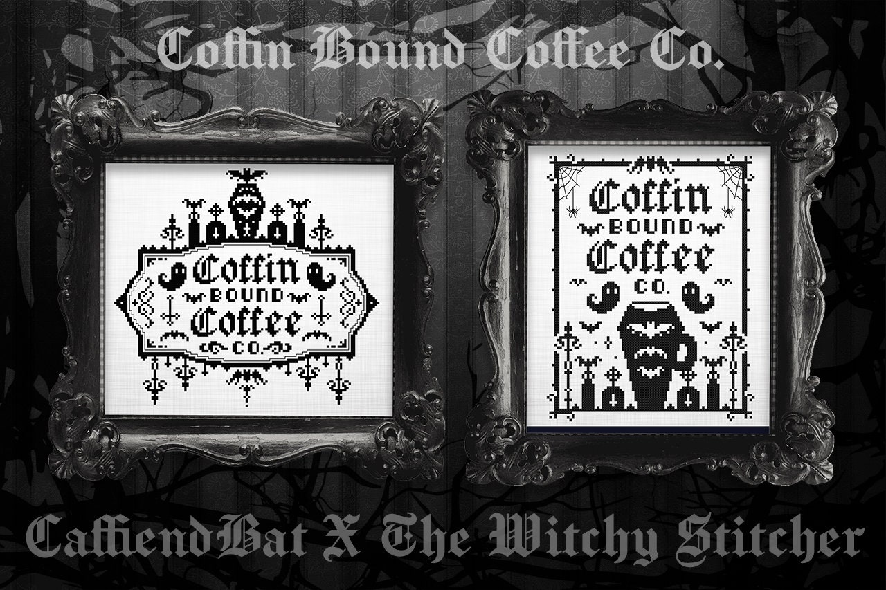 Coffin Bound Coffee Co - Cross Stitch Pattern - Gothic - Halloween ...