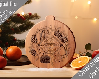 Charcuterie, SVG, Chopping Board, Cutting Board, Kitchen Towel, Laser Engraved Files, Digital, Vector, Kitchen Decor, Glowforge, Cut File