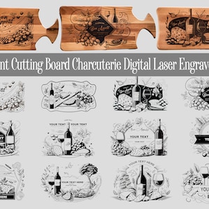 12 Elegant Bundle Charcuterie cutting Board Laser Engrave File DIY kitchen decor Restaurant LightBurn SVG Glowforge  Wedding Birthday Gift