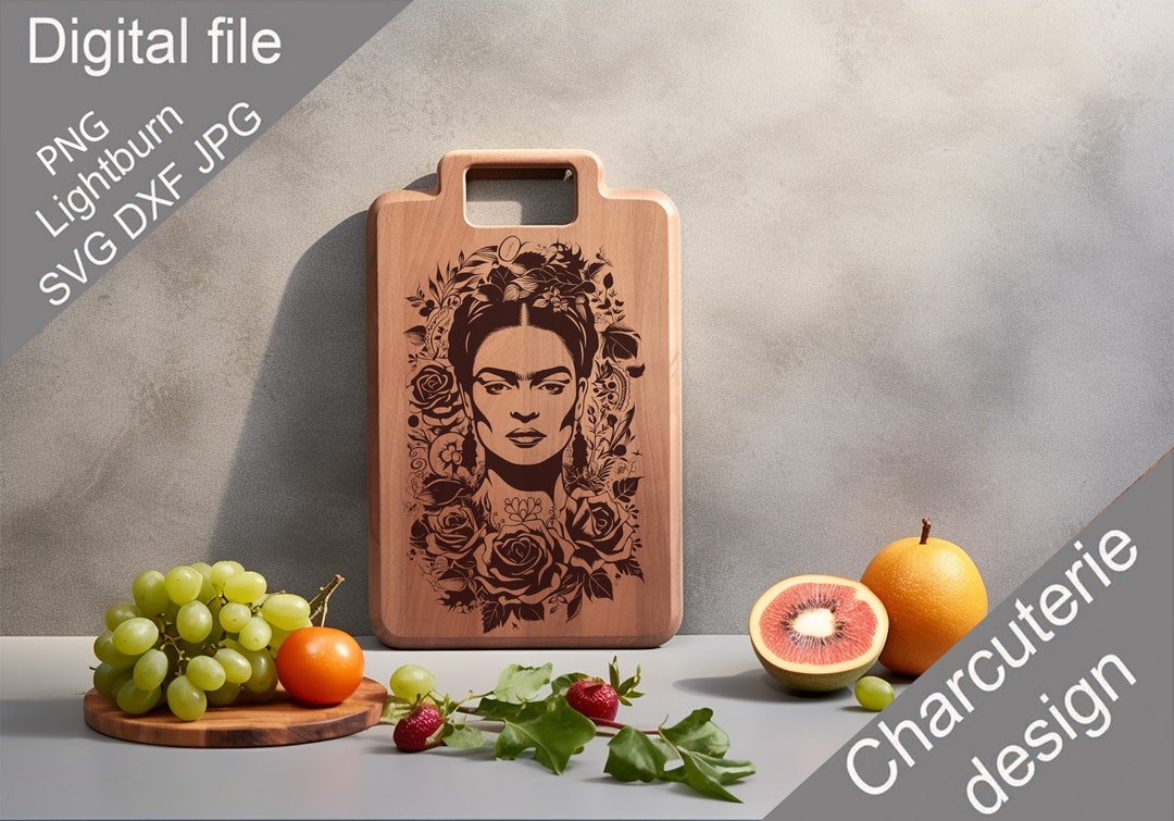 Frida Kahlo Charcuterie Board SVG, Laser Engraved File (digital) - Etsy