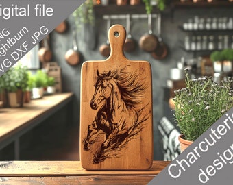 Horse Charcuterie Board SVG, Laser Engraved Kitchen Decor (Digital File)