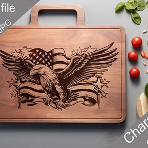 File incisi al laser digitali Eagle in formato SVG, tagliere per salumi, tagliere, maglietta, vettoriale, arredamento da cucina, regalo, Glowforge, Xtool
