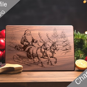 File incisi al laser digitali di Babbo Natale in formato SVG Tagliere per salumi, tagliere, maglietta, vettore, decorazioni per la cucina, regalo, Glowforge