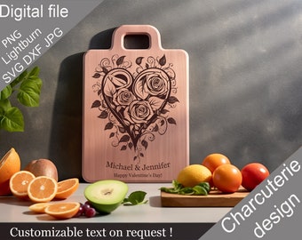 Valentine's Day SVG Charcuterie, Chopping Board, Cutting Board, Kitchen Towel, Laser Engraved Files, Digital, Vector, Glowforge, Cut File