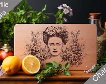 Charcuterie SVG, frida kahlo, Cutting Board, Kitchen Towel, Laser Engraved Files, Digital, Vector, Kitchen Decor, Glowforge Cut File digital