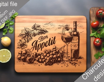 Charcuterie, SVG, Chopping Board, Cutting Board, Kitchen Towel, Laser Engraved Files, Digital, Vector,  Kitchen Decor, Glowforge, Cut File