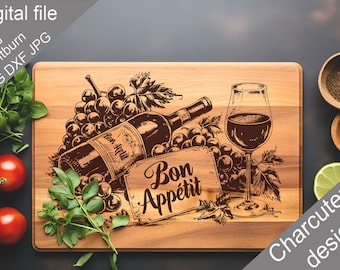 Charcutería, SVG, Tabla de cortar, Tabla de cortar, Toalla de cocina, Archivos grabados con láser, Digital, Vector, Decoración de cocina, Glowforge, Cortar archivo